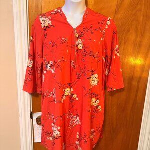New York & Company Red Floral Dress